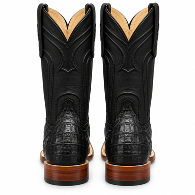 Men's Los Altos Caiman Belly Square Toe Boots with Zipper - Black 82Z8205