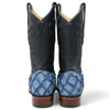Men's Los Altos Genuine Monster Fish Leather Square Toe Boots - Blue 6 LAB-8221014-060  - from alligatorwarehouse.com