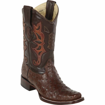 Men's Los Altos Genuine Ostrich Square Toe Boots - Brown 812T8307 1 LAB-812T8307-060  - from alligatorwarehouse.com
