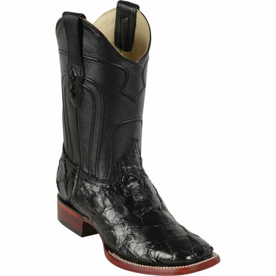 Men's Los Altos Monster Fish Skin Wide Square Toe Boots - Black 4822R1005 1 LAB-4822R1005-060  - from alligatorwarehouse.com