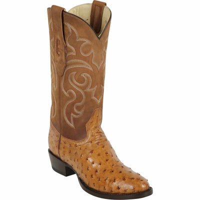 Men's Los Altos Original Full Quill Ostrich Boots Round Toe - Amber 650354 1 LAB-650354-060  - from alligatorwarehouse.com