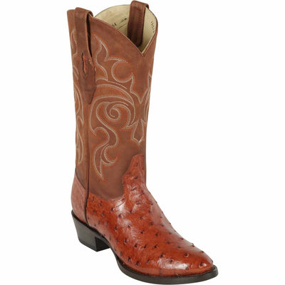Men's Los Altos Original Full Quill Ostrich Boots Round Toe - Brandy 650364 1 LAB-650364-060  - from alligatorwarehouse.com