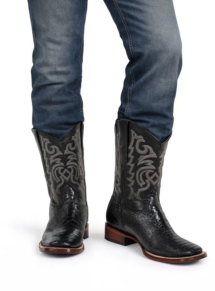 Men's Los Altos Ostrich Leg Skin Wide Square Toe Boots