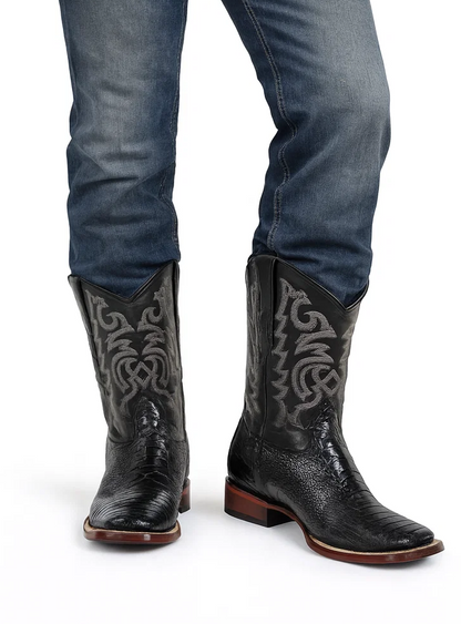 Men's Los Altos Ostrich Leg Skin Wide Square Toe Boots