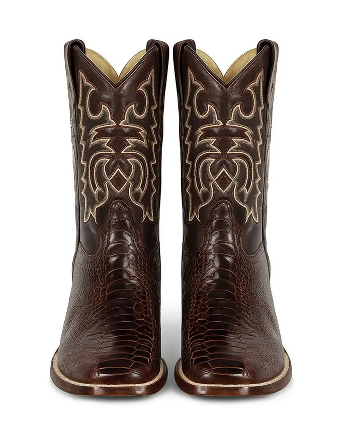 Men's Los Altos Ostrich Leg Skin Wide Square Toe Boots