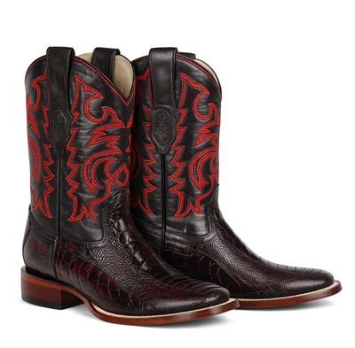 Men's Los Altos Ostrich Leg Skin Wide Square Toe Boots