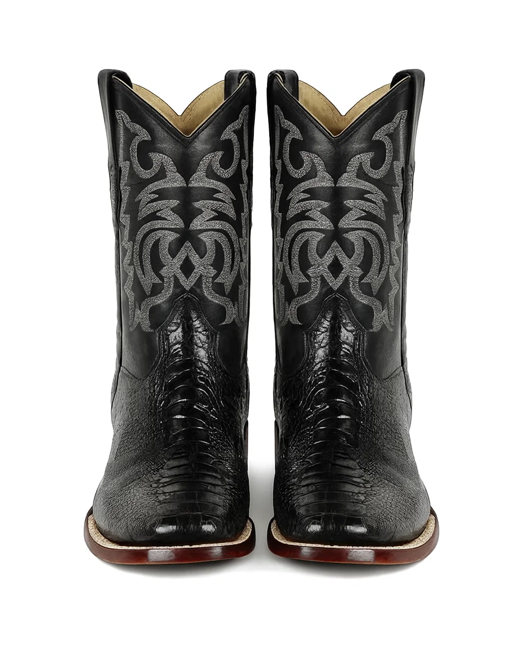 Men's Los Altos Ostrich Leg Skin Wide Square Toe Boots