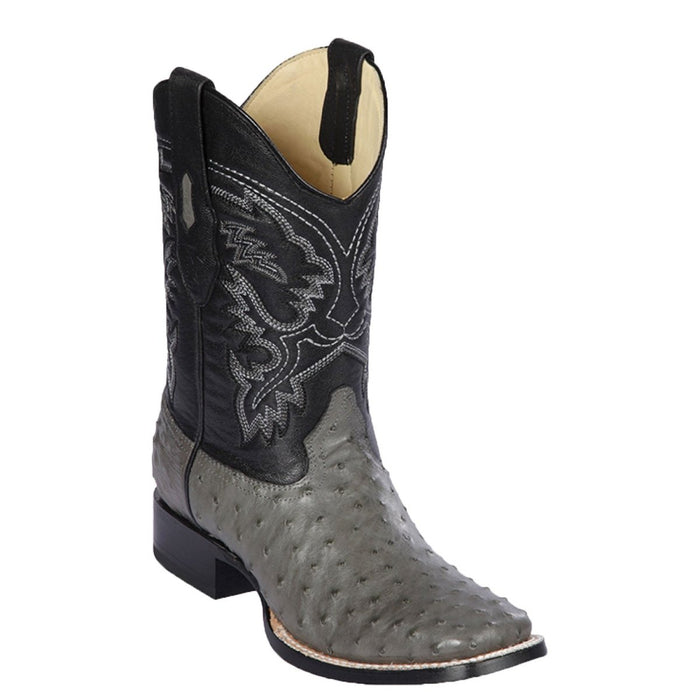 Men's Los Altos Ostrich Skin Wide Square Toe Boots - A - Los Altos Boots