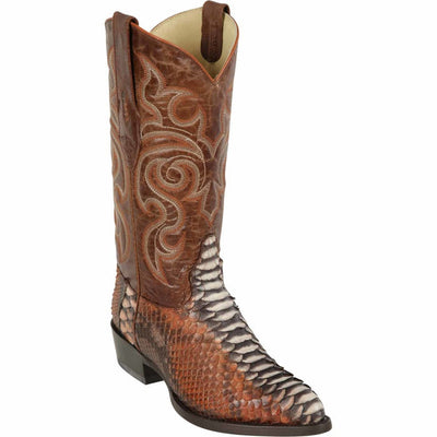 Men's Los Altos Python J-Toe Boots - Rustic Cognac 1   - from alligatorwarehouse.com