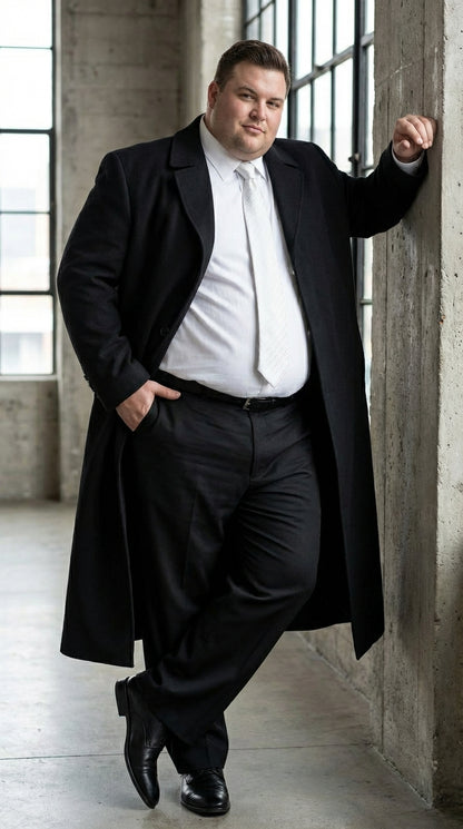 Men's Maxi  Black Full Length Zoot Suit – Vintage Gangster Style Long Coat Formal Suit