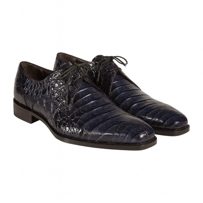 Mens Mezlan Anderson Caiman Crocodile Dress Shoe in Navy 6   - from alligatorwarehouse.com