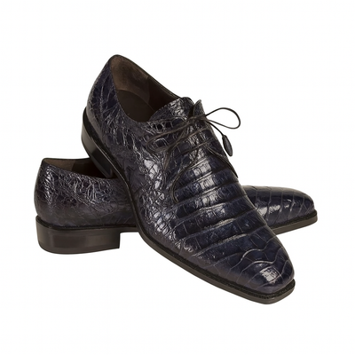 Mens Mezlan Anderson Caiman Crocodile Dress Shoe in Navy 8   - from alligatorwarehouse.com