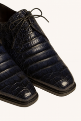Mens Mezlan Anderson Caiman Crocodile Dress Shoe in Navy