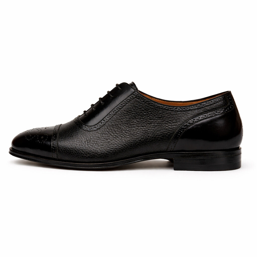 Mens Mezlan Murino Calf & Deerskin Cap Toe Dress Shoe in Black