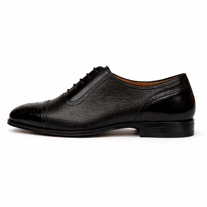 Mens Mezlan Murino Calf & Deerskin Cap Toe Dress Shoe in Black
