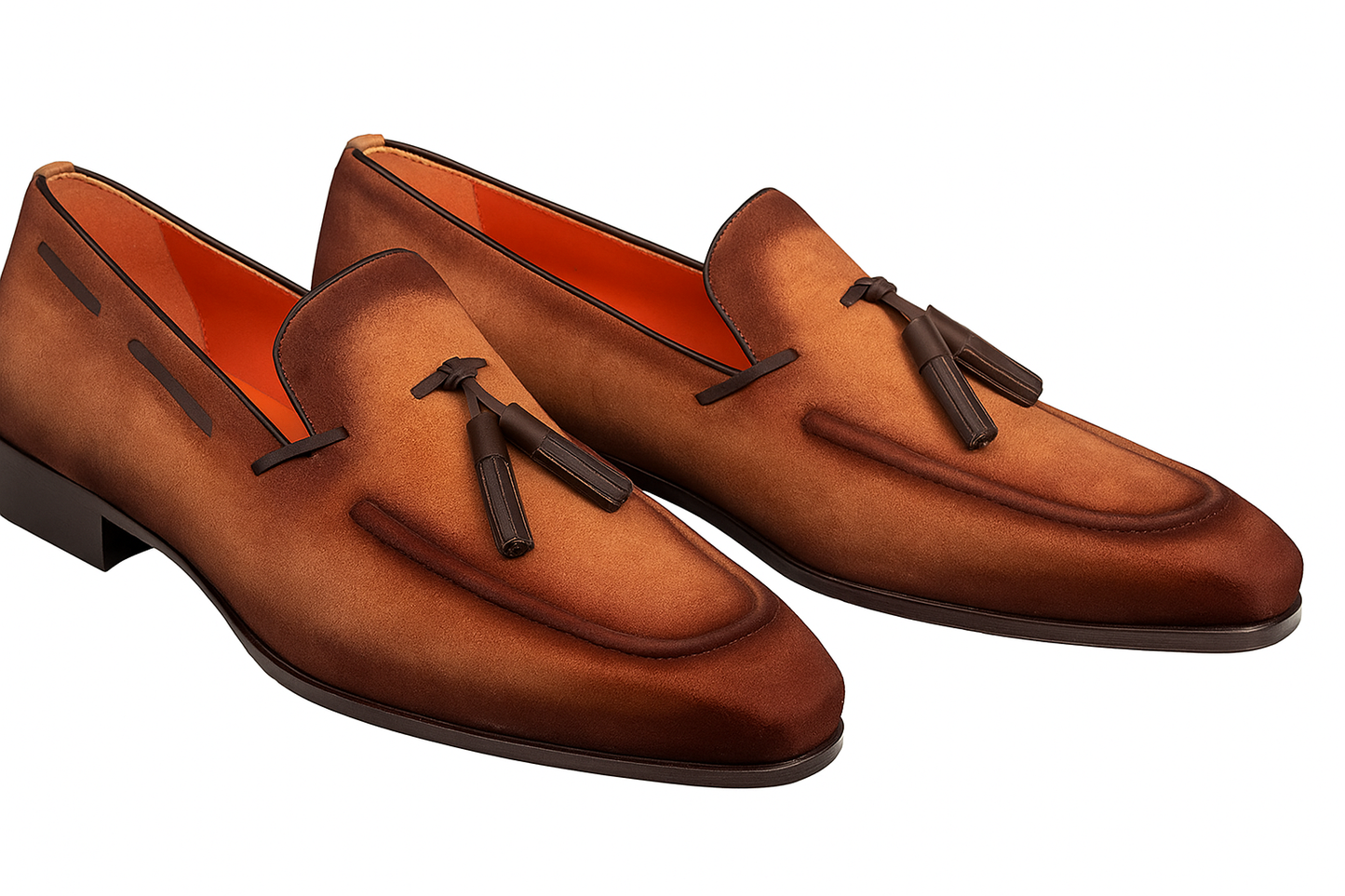 Men's Pavese Sport Hand-Burnished Suede Tassel Slip-On Shoes By Mezlan Made In Spain Brand