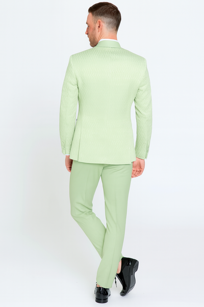 Men’s Mint Green Tuxedo Suit – Slim Fit Shawl Lapel with Matching Bow Tie in Sage Green Color - Light Green 2   - from alligatorwarehouse.com