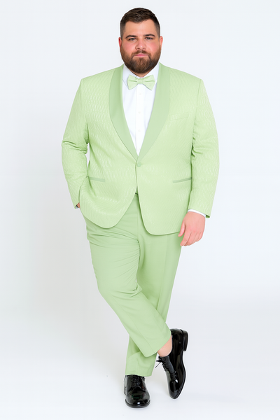 Men’s Mint Green Tuxedo Suit – Slim Fit Shawl Lapel with Matching Bow Tie in Sage Green Color - Light Green 7   - from alligatorwarehouse.com