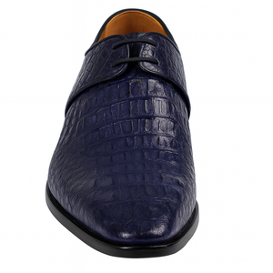 Men's Navy Crocodile & Calfskin Leather Slip-On Dress Loafers