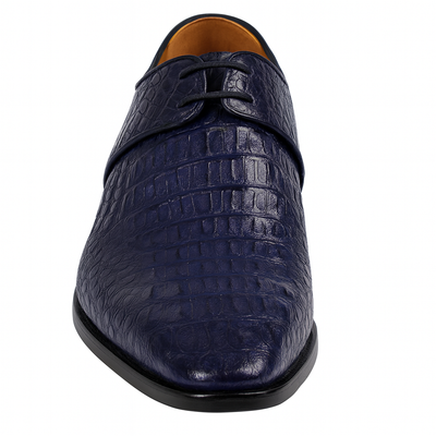 Men's Navy Crocodile & Calfskin Leather Slip-On Dress Loafers 2   - from alligatorwarehouse.com