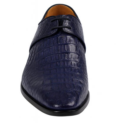Men's Navy Crocodile & Calfskin Leather Slip-On Dress Loafers
