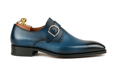 Mens Carrucci Classic Leather Fade Single D-Buckle Monk Strap Dress Shoe in Chestnut 52   - from alligatorwarehouse.com