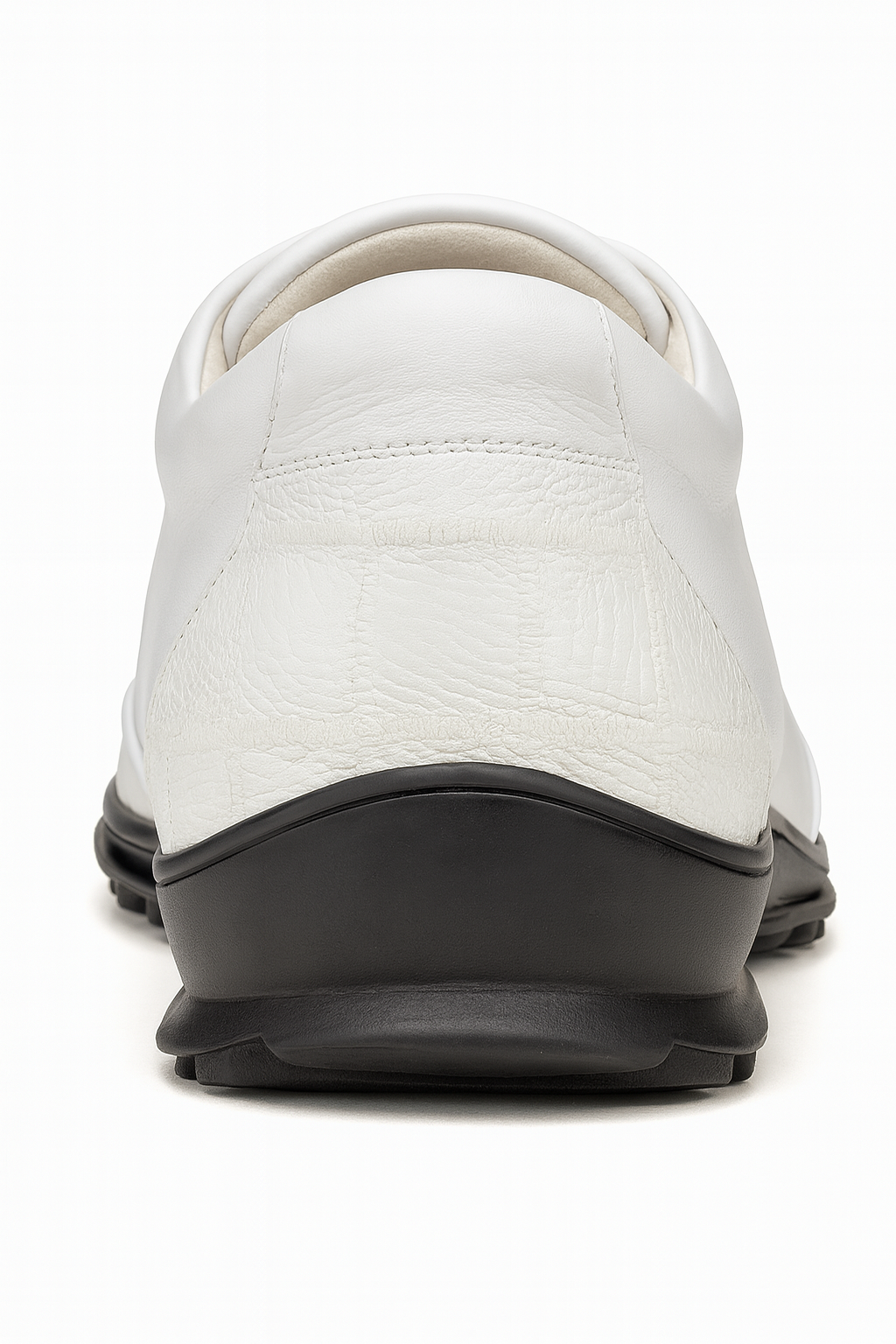 Los Altos White Ostrich Leg Lace Up Sneakers