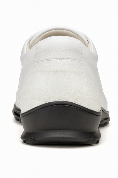 Los Altos White Ostrich Leg Lace Up Sneakers 4   - from alligatorwarehouse.com