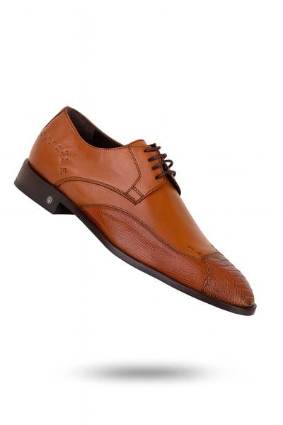 Men's Cognac Full Leather Lining Vestigium Genuine Ostrich Leg Derby Shoes Mens Ostrich Skin Shoes 8   - from alligatorwarehouse.com
