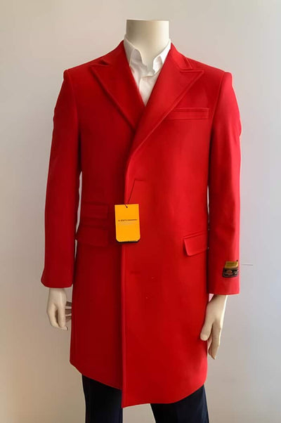Men's Overcoat - Peak Lapel 1920s Style - Three Quarter By Albereto Nardon + Red Wool Car Coat 1   - from alligatorwarehouse.com