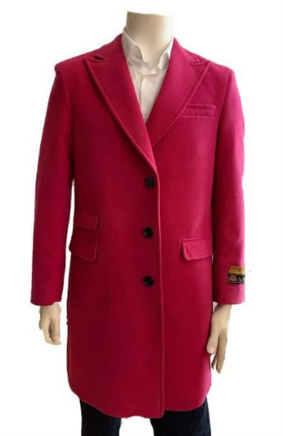 Men's Overcoat - Wool Three Quarter Car coat + Pink 1   - from alligatorwarehouse.com