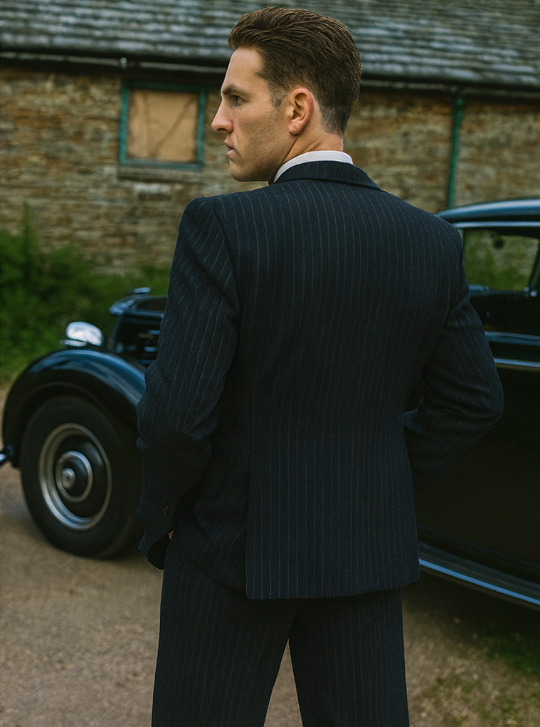 Mens Peaky Blinders Costume Michael Gray 1920s Vested Pinstripe Suit