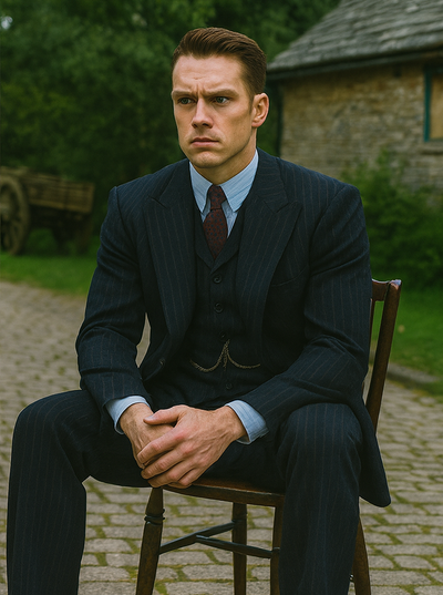 Mens Peaky Blinders Costume Michael Gray 1920s Vested Pinstripe Suit 4   - from alligatorwarehouse.com