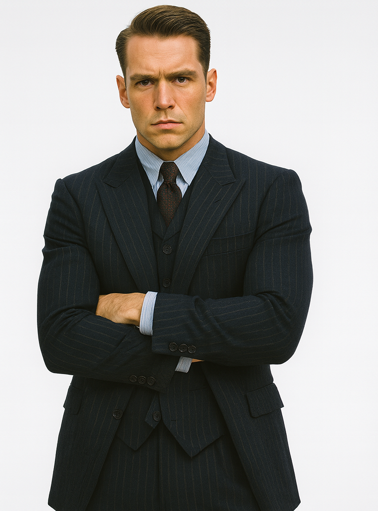 Mens Peaky Blinders Costume Michael Gray 1920s Vested Pinstripe Suit