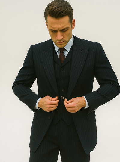 Mens Peaky Blinders Costume Michael Gray 1920s Vested Pinstripe Suit 8   - from alligatorwarehouse.com