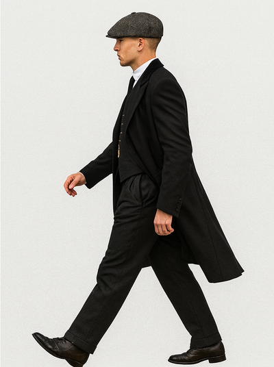 Mens Peaky Blinders Costume Thomas Shelby Black Suit Overcoat & Hat 5   - from alligatorwarehouse.com