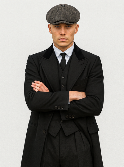 Mens Peaky Blinders Costume Thomas Shelby Black Suit Overcoat & Hat 6   - from alligatorwarehouse.com