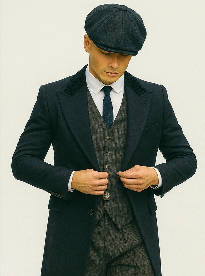 Men’s Grey Peaky Blinders Costume Outfit, Thomas Shelby Inspired 3 Piece Vintage Suit