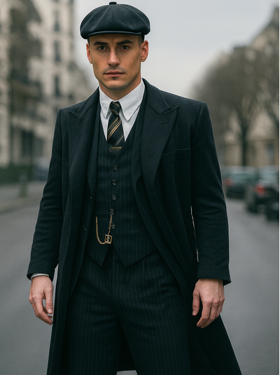 Mens Peaky Blinders Costume Thomas Shelby Pinstripe Outfit 1   - from alligatorwarehouse.com