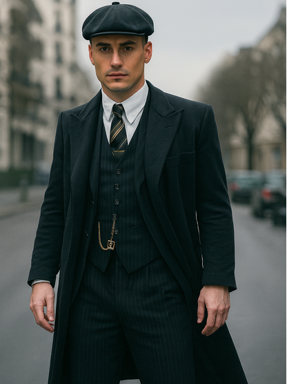 Mens Peaky Blinders Costume Thomas Shelby Pinstripe Outfit