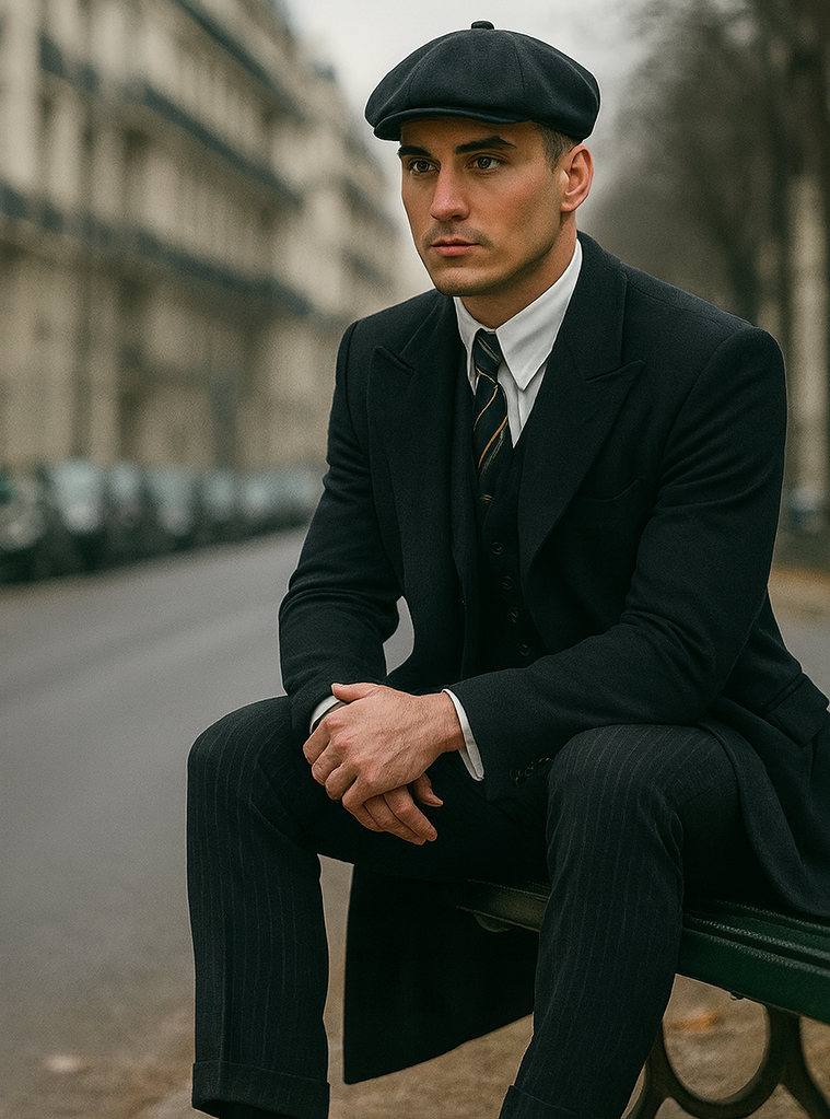 Mens Peaky Blinders Costume Thomas Shelby Pinstripe Outfit