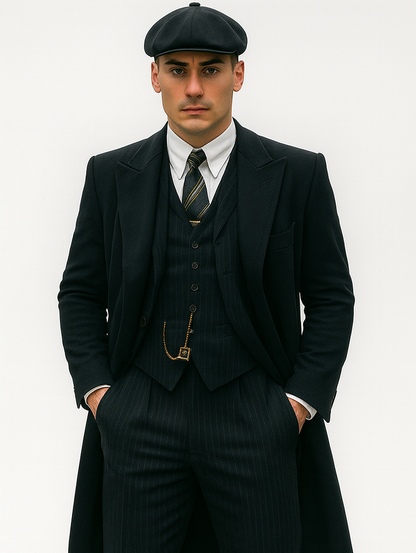 Mens Peaky Blinders Costume Thomas Shelby Pinstripe Outfit