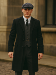 Mens Peaky Blinders Costume Thomas Shelby Suit & Overcoat