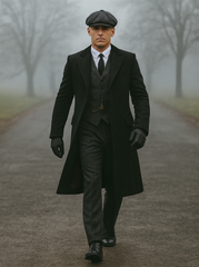 Mens Peaky Blinders Costume Thomas Shelby Suit & Overcoat