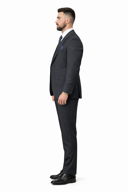 Mens Gangster Pinstripe 2 Button Double Breasted Vest Grey Suit