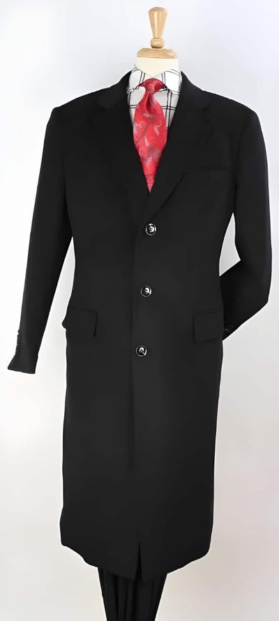 Mens Plaid 100% Wool Overcoat - Plaid Wool Topcoat Black 1   - from alligatorwarehouse.com