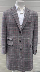 Mens Plaid Overcoat - Checkered Carcoat - Wool Three Quarter  Multi-color  Peacoat