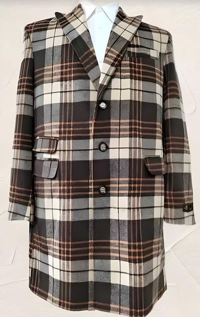 Mens Plaid Overcoat - Wool Peacoat - Plaid Topcoats Multicolor 1   - from alligatorwarehouse.com