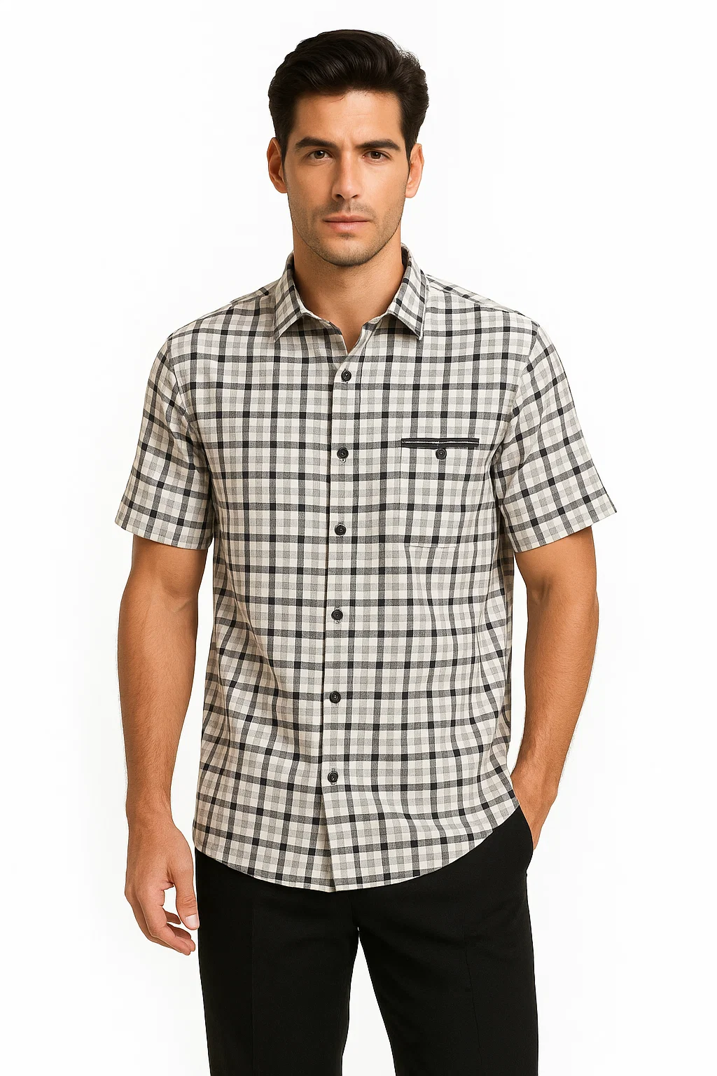 Mens Plaid Walking Suit in black by Dreams by Zacchi – 2 Piece Leisure Outfit with Matching Shirt and Pants - $99 1   - from alligatorwarehouse.com