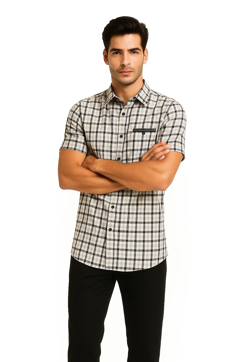 Mens Plaid Walking Suit in black by Dreams by Zacchi – 2 Piece Leisure Outfit with Matching Shirt and Pants - $99 2   - from alligatorwarehouse.com